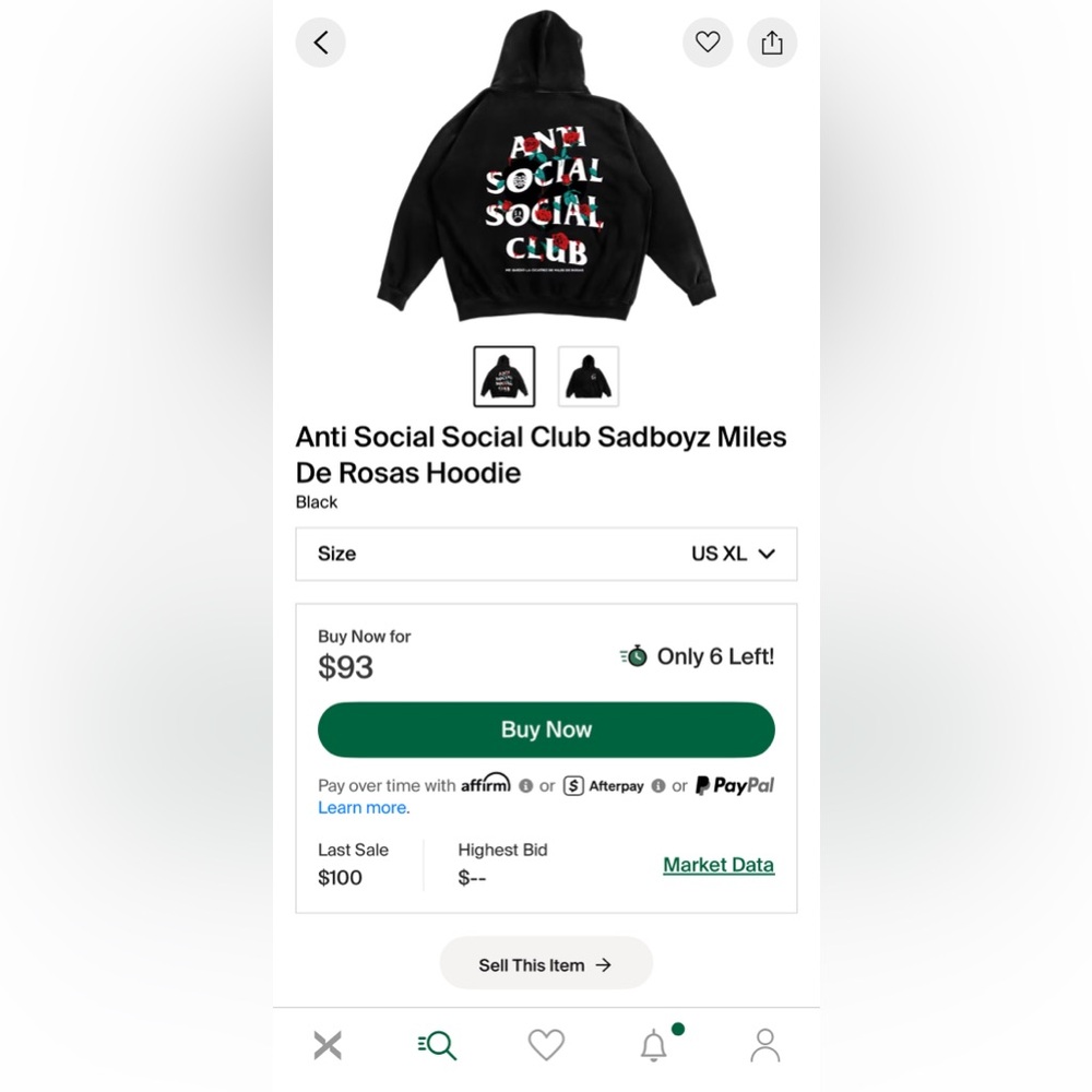Anti Social Social Club Sadboyz Miles De Rosas Hoodie (RFID- READY) - Picture 3 of 6